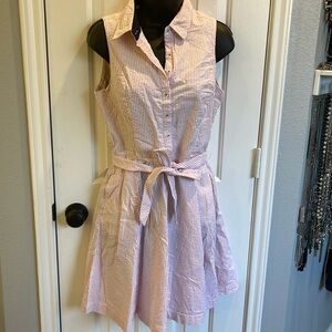 Cynthia Rowley pink and white striped sleeveless dress with pockets!  Size 6